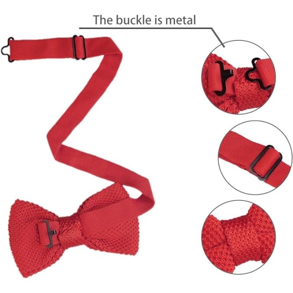 Forstrik sløjfe til mænd Kvinder strikket sløjfe Solid strikke sløjfe Justerbar (rød)