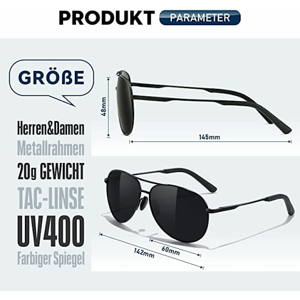 Solbriller, -Herre-Dame-Pilot-Polariserte Pilotbriller