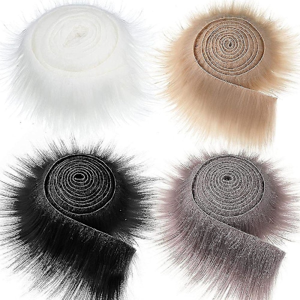 1.5m Faux Fur Ribbon Tape Trim Fabric Roll Plush Fur Trim Long Plush Fur Fabric Fluffy Trim DIY Craft for Winter Outfit（Dark Gray 1.5M)