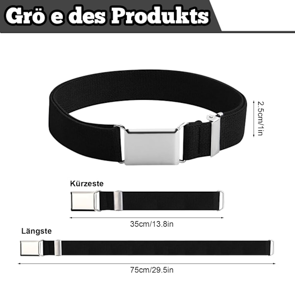 3-pack Elastiska Bälten för Barn, 2,5 x 75 cm Justerbart Stretchbälte för Barn, Fyrkantigt Magnetiskt Spänne, Barnbälte Elastiskt för Jeans