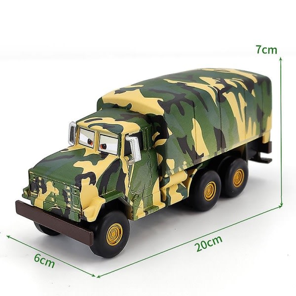 Disney Pixar Cars 2 3 Lyn Mcqueen Fritter Miss Race Div Camouflage Truck Metallmodellbil 1:55 Støpt kjøretøy leketøy for barn 21