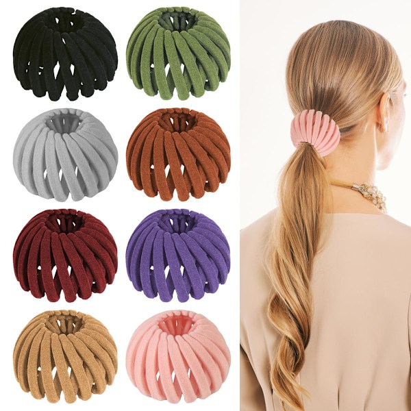 8PCS Birds Nest Hair Clips - Expandable Hair Bun Maker Hair Accessories for Women Ponytail Holder Hair Bun Clip for Thin Thick Fine Curly Hair