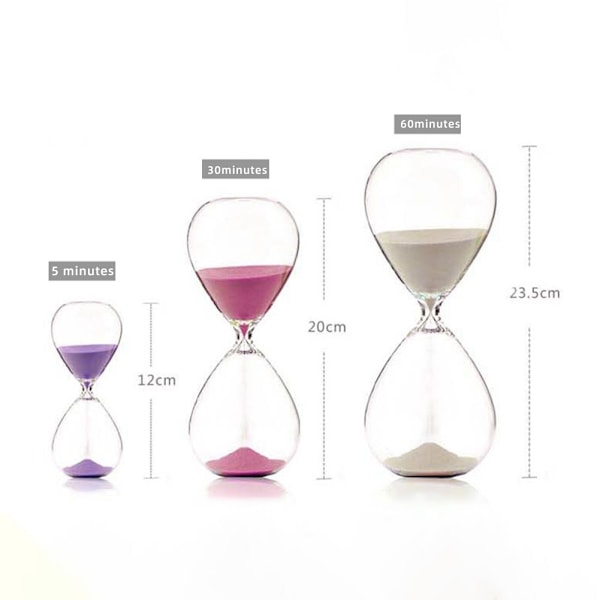 5/30/60 Minuters Rund Sandstimer Personlighet Glas Timglas Ornament Nyhet Tidshantering Verktyg Svart Black 60Mins