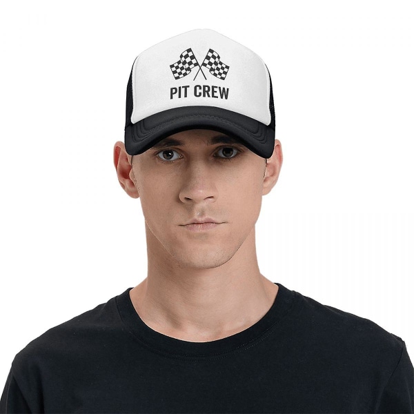 Mode Race Car Pit Crew Rutig cap för män Kvinnor Justerbar Racing Sport Trucker Hat Sport Silver Silver Trucker hat