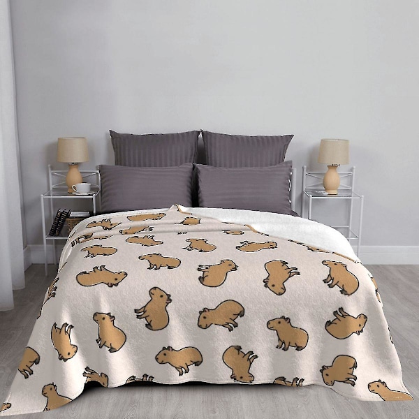 Capybara Fleecefilt All Season Vilda Djur Från Sydamerika Bärbar Tunn Filt För Soffa Bil Sängkläder 100x125cm 40x50in