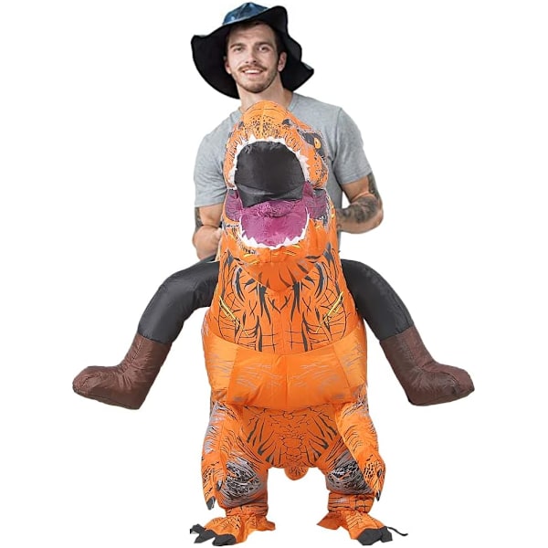 Rid på Dinosaurie Kostym Uppblåsbar Dinosaurie Kostym Maskerad för Vuxna Brown