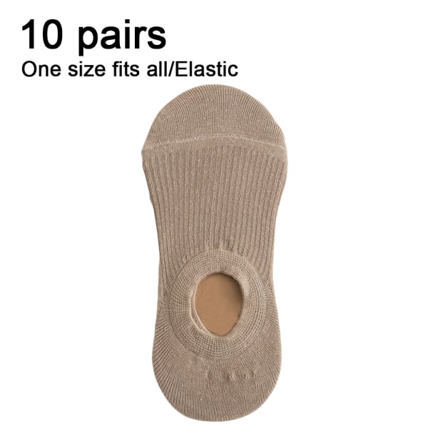 10 par Ankelsokker Damesport Korte sokker, ensfarget Khaki