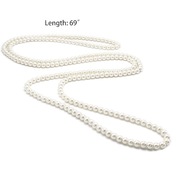 Helmipanssari 150 cm Charleston-asuusi 1920-luvulta off white