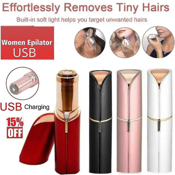 Flawless Facial Hair Remover USB Oppladbar 18k Gullbelagt Resultater Rød