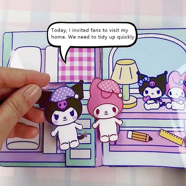 Hiljainen kirja Sanrio Doudou -kirja Opettavainen Itsetehty Kuromi -kirja Melody Hiljainen kirja Monivärinen_xx Multi-color A8
