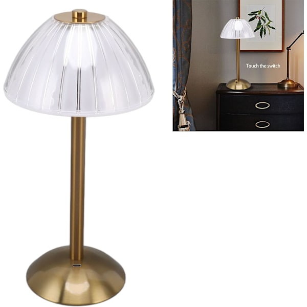 Industriell bordlampe, berøringsbryter nattlys USB oppladbar ved siden av LED bordlampe for restaurantkafé 2pcs