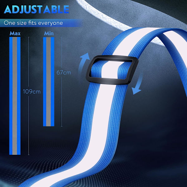 LED-reflexväst, USB-laddningsbar, justerbar midja/axel - Blue