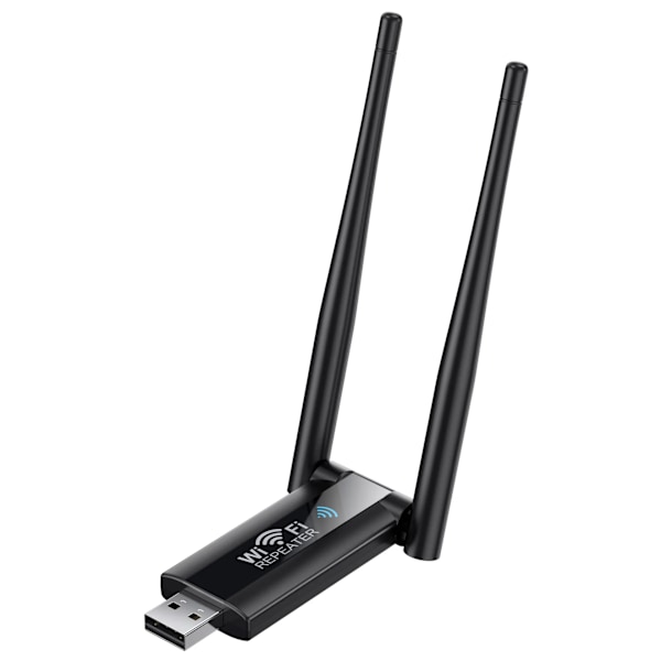 USB Wifi-repeater 300M Wi-Fi-signalförstärkare 2.4G Trådlös Extender 2 Antenner Lång Räckvidd Wi-Fi-adapter för stationär dator Laptop Black