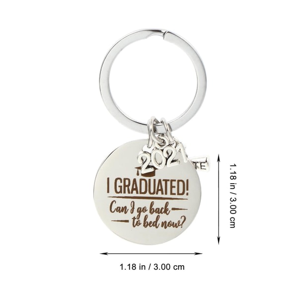 2 stk Graduation Key Ring Nøglering Taske Hængende Dekoration Hængende Ornamenter（3X3cm，Sølv）