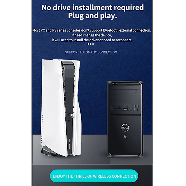 Bluetooth-yhteensopiva 5.0 Aux -lähetinvastaanotin Ps5/ps4/pc-ääniadapterille
