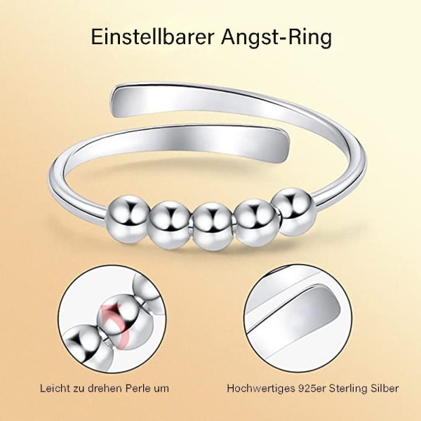 Angstring, Justerbar Ring Damer, S925 Ring Damer, Anti Stress Ring