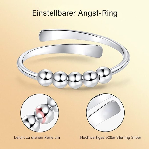 Angstring, Justerbar Ring Kvinner, S925 Ring Kvinner, Anti Stress Ring