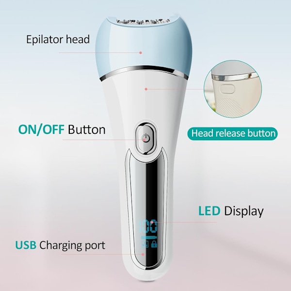 Kvindernes 6 i 1 Epilator, IPX7 Vandtæt Genopladelig Hår Fjernelse Shaver til Hele Kroppen