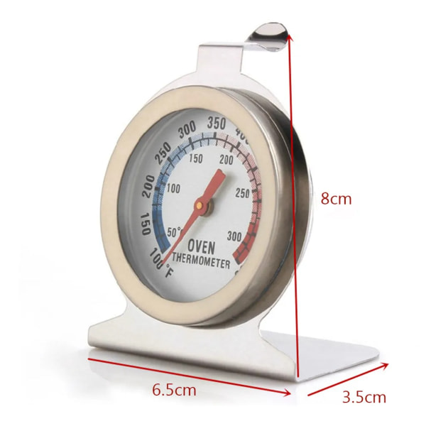 Stekeovnstermometer opptil 300°C Stekeovnstermometer i rustfritt stål Kjøkkentermometer Grilltermometer med hurtigavlesningskrok for kjøkken