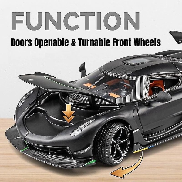 1/24 Koenigsegg Jesko Diecast metalliseos metallilelu auto miniajoneuvo malli vedettävä takaisin ääni valoovet avattava kokoelma lahja