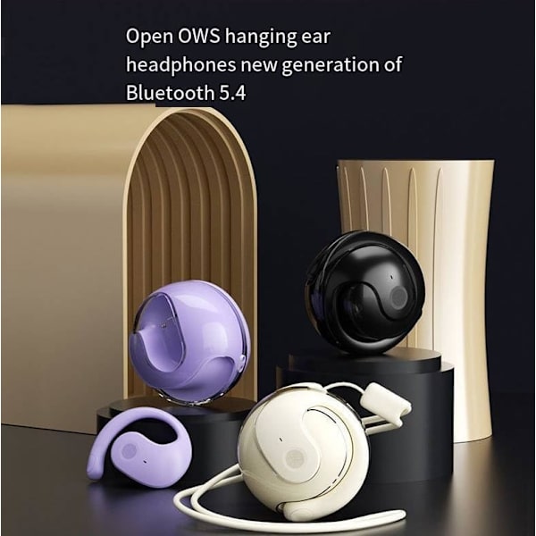 Caduola 2024 Ny Opgraderet Åben 3D Stereo Øre-krog Bluetooth Lille Kokosnød Bold Bluetooth Headset (sort) black