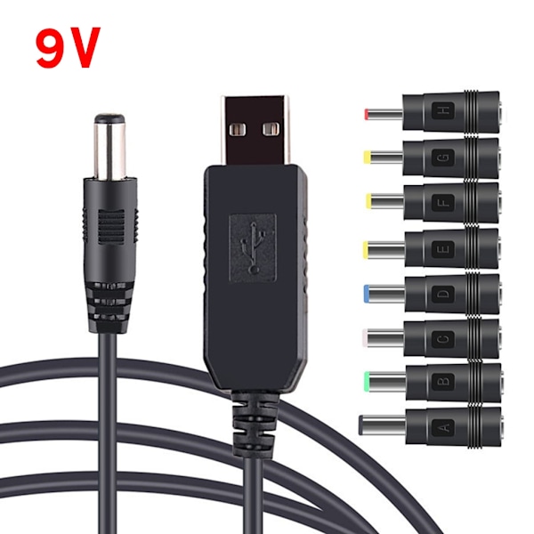 USB-DC 5V 9V 12V sovitinkaapeli USB-liitännästä 8 kpl:n DC-pistorasiaan reitittimelle, minituulettimelle, kaiuttimelle, WIFI-latauspankkiliittimelle