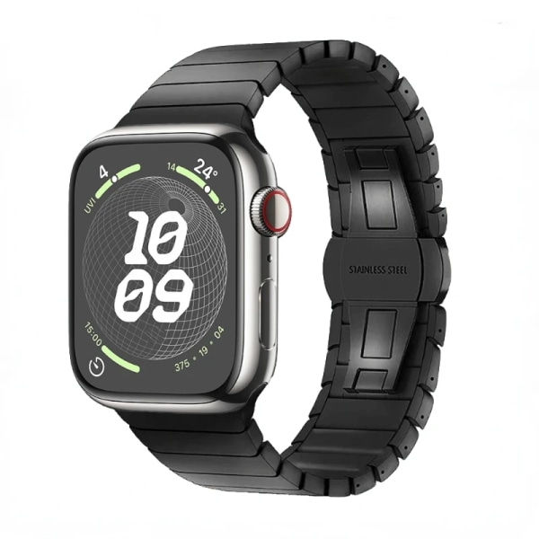 Metallrem för Apple Watch 9 8 7 45 mm 41 mm ersättningsband i rostfritt stål för iwatch 6 5 4 3 2 SE 44 mm 40 mm Ultra/2 49 mm Black