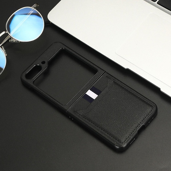Z Flip 5 case, Samsung Galaxy Z Flip 5 case korttipaikalla, Galaxy Z Flip 5 case korttipidikkeellä black