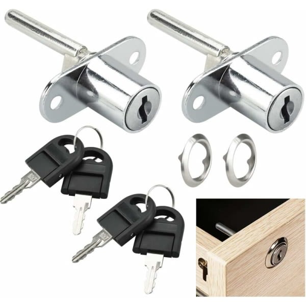 kpl Pöytälaatikon lukko avaimella Sinkkiseos sylinterilukko puukaappiin 3 laatikkoa Pöytäjalka (avaimenreikä 16mm), Ladacèe