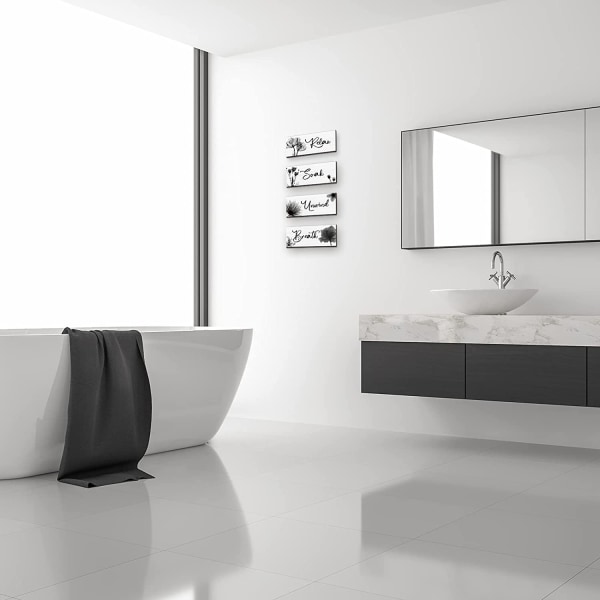Set 4 eleganttia kylpyhuoneen seinäkoristetta tulppaanit musta