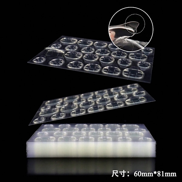 288 st (12 ark) Limklister Vattentäta Andningsbara Dubbelsidiga Jelly Nagelklister Superklibbiga Falska Naglar Limklister Transparent 288 Count (Pack of 1)