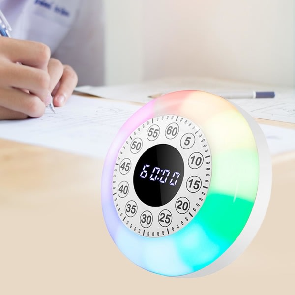 Oppladbar visuell timer med RGB-lys 60 minutters nedtellingsklokke Barn Voksne Tidsstyringsverktøy Klokke Timer for hjem Klasserom Kontor Kjøkken