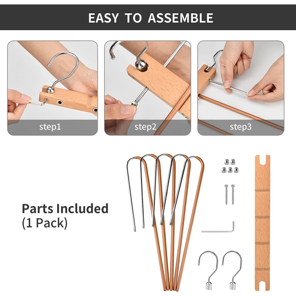 Magiske bukseophæng, pladsbesparende bøjler til skabet, 5 lag, 2 anvendelser, multifunktionelt buksestativ | Massivt metalorganiseringsstativ (én pakke)