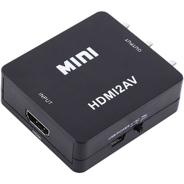 Mini Composite Mini HDMI2AV Digital HDMI RCA til AV Videokonverter Adapter 720p / 1080p (Svart)