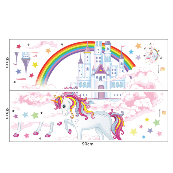 Pink Rainbow Castle Unicorn Wall Decal Kids Room Decoration