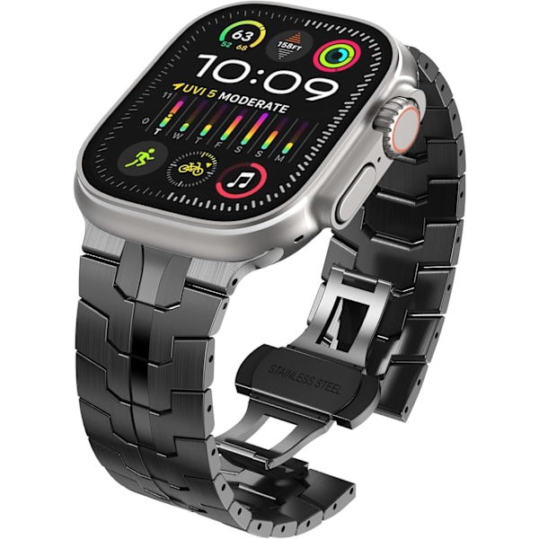 Apple Watch Ultra Armband för Män 49mm 45mm 44mm 42mm Herrar Serie Metallband för iWatch Rostfritt Stål Band Svart Black 38/40/41mm