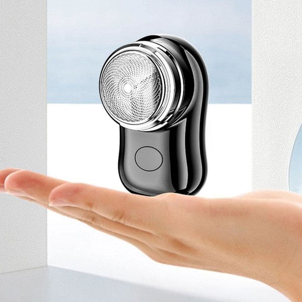Bärbar Mini Elektrisk Rakapparat USB Laddningsbar för Män Våt Torr Tillbehör Låg Silver