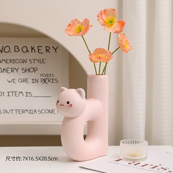 (Rörformad kattblomvas B-rosa) 1 st katt söt brevvas ornament rörformad kattvas