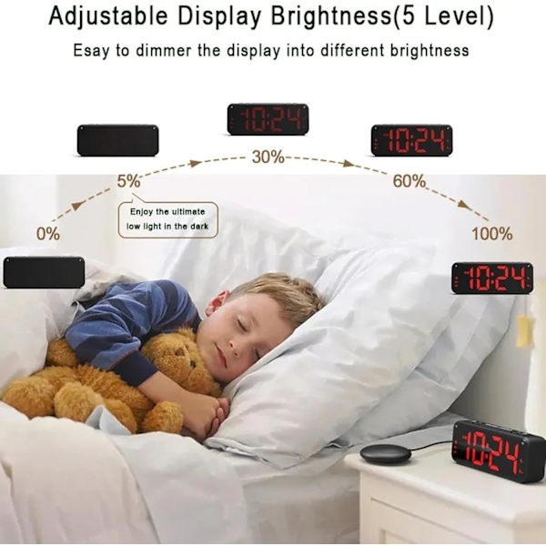 This alarm clock has a very high volume and bed vibration function, making it ideal for elderly people or those who sleep heavily.