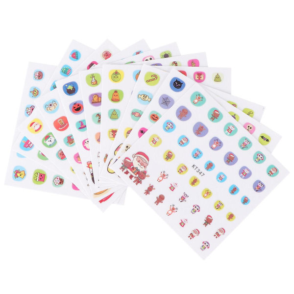 10 st Halloween Nail Art Stickers Lovely Nail Decoration Kid Decals Random Style (7x6,5cm, Assorted Color)