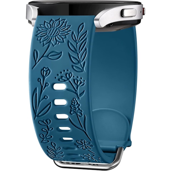 Auringonkukkakaiverrettu ranneke, yhteensopiva Samsung Galaxy Watch 7 6 5 4 40mm 44mm naisten kanssa, 20mm pehmeä silikoniranneke Galaxy Watch_xx -kelloon Rock Green