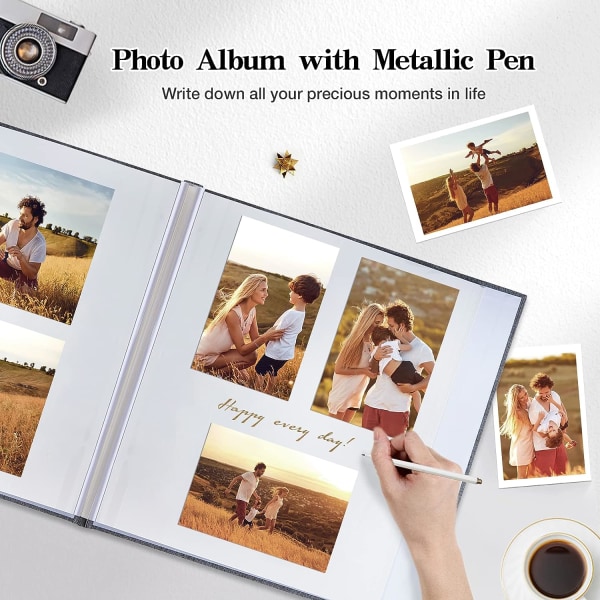 40 Blanke Sider Magnetisk DIY Scrapbog Album med en Metalpen