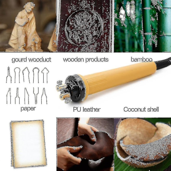 Brännare Pyrografi Penna Brännmaskin Kalebass Hantverksverktyg Set Med Tråd Topp Justerbar Temperatur