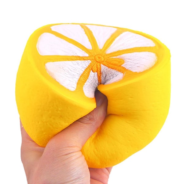 Squishy Halvfrisk Citron Langsomt stigende nøgleringe Stress Fruit Ballchain Charm Legetøj Fidget Toy