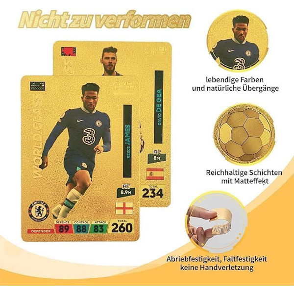 55 stk. 2022/23 VM Fodboldkort, UEFA Champions League, Fodboldkort, Guldfilkort, Ingen Duplikater gold