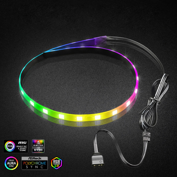 Magnetisk RGB LED-bakgrunnsbelysning Strip Light Med 4Pin/ARGB Digital PC for Case Lights 0.04 5V ARGB