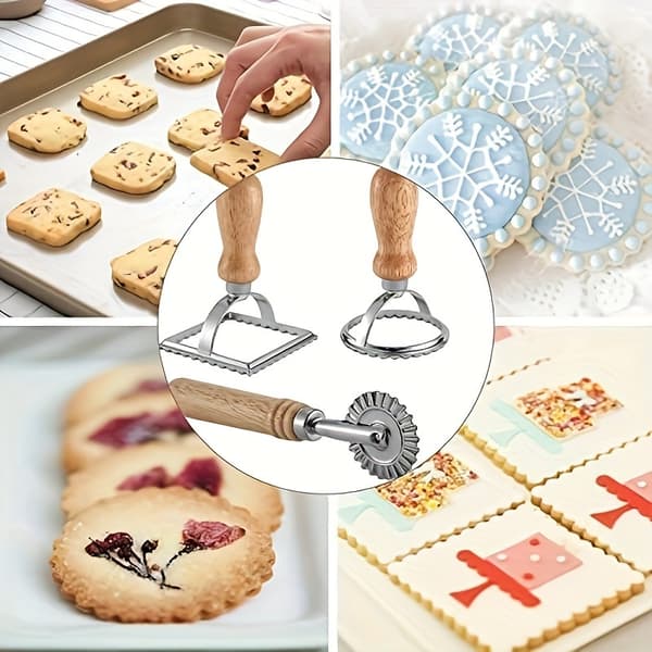 Metall Kakeformsett med Kjevle, 3 stk for Pasta, Dumpling & Paibaking 3pcs