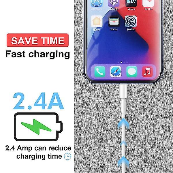 2 kpl yhteensopiva Apple iPhone -latauskaapeli 1m, Apple Lightning - USB-kaapeli 1 metri Nopea lataus Apple Phone pitkät kaapelit
