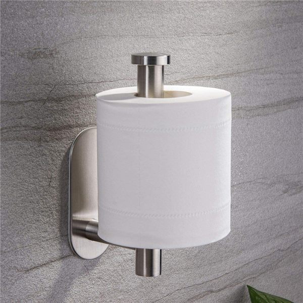 Selvklæbende toiletrulleholder, toiletpapirholder i rustfrit stål til badeværelse og køkken