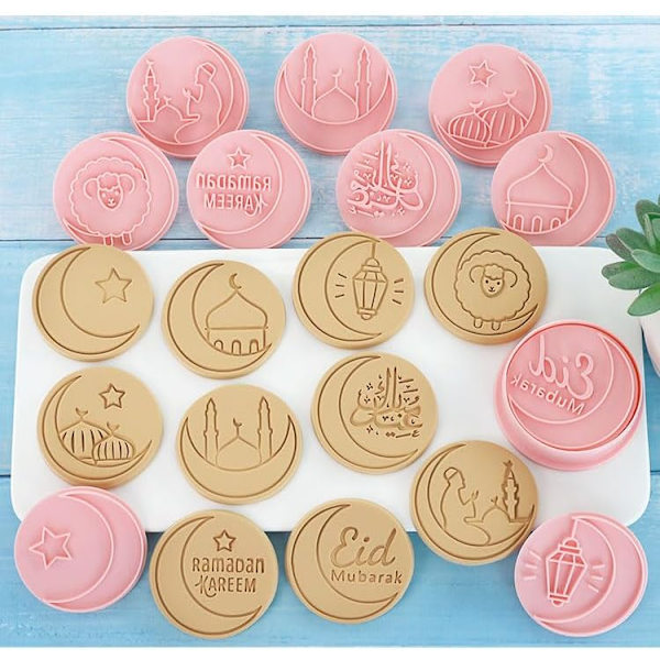 10 stk Eid Mubarak Kageudstikker Sæt, SætIslamisk Muslimsk Biscuit Form (Eid-10 stk)